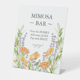 Farbige Wildblume Brautparty Mimosa Bar Unterschri Sockelschild