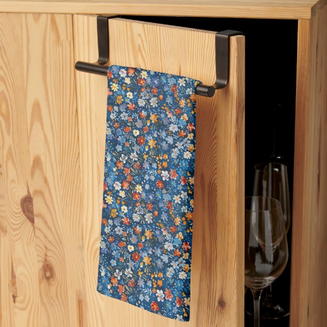 Farbige Wildblume Ditsy Print Geschirrtuch (Drittel gefaltet)