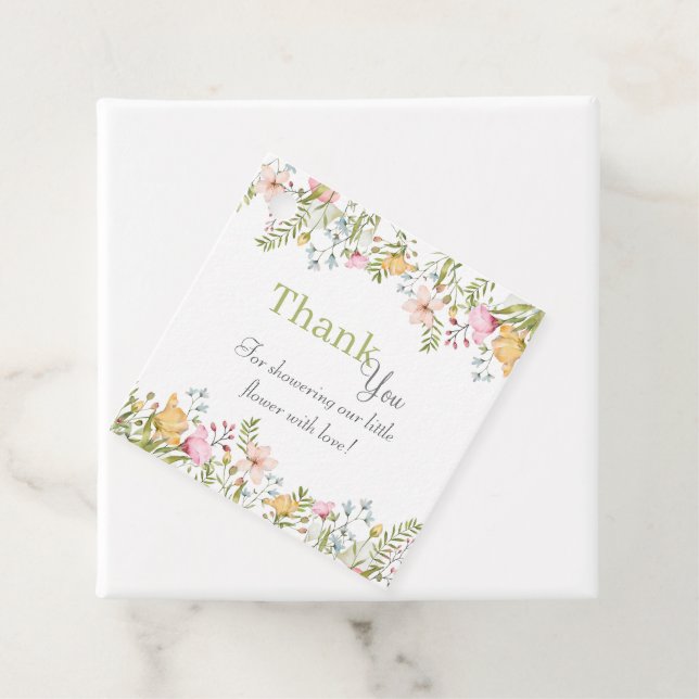 Farbige Wildblume Floral Baby Dusche Vielen Dank Geschenkanhänger (Beispiel)