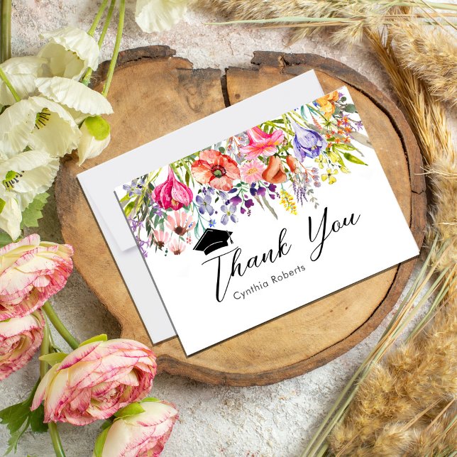 Farbige Wildblume Frühling Danke Karte (Colorful Wildflower Spring Thank You Card #rusticgraduation #wildflowers #springbloom #summer)