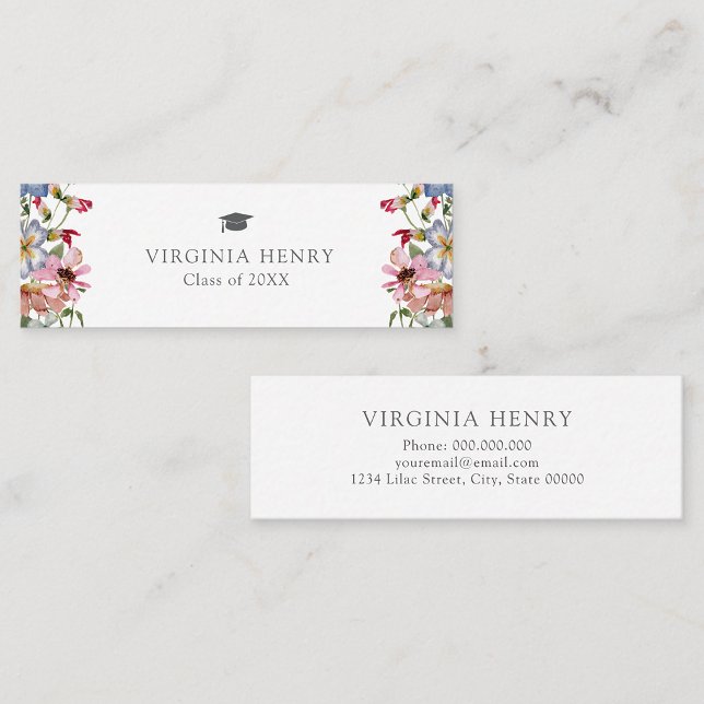 Farbige Wildblume Graduate Name Card Mini Visitenkarte (Colorful Wildflower Graduate Name Card by Painted Paperie
)