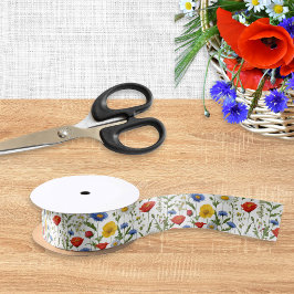 Farbige Wildblume Hübsche Blüte Gemustert Satinband