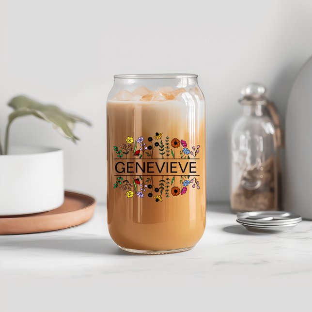 Farbige Wildblume Individuelle Name Dosenglas (Von Creator hochgeladen)