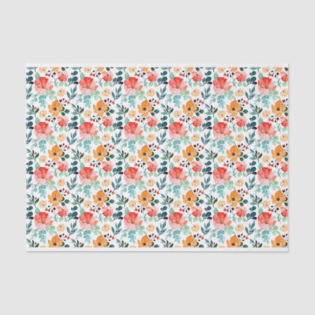 Farbige Wildblume Mixed Floral Muster Seidenpapier (Vorderseite)