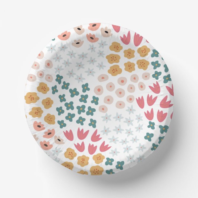 Farbige Wildblume Party Bowl Pappteller (Vorderseite)