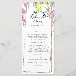 Farbige Wildblume Probe Dinner Menü Menükarte