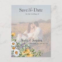 Farbige Wildblume Save the Date Foto