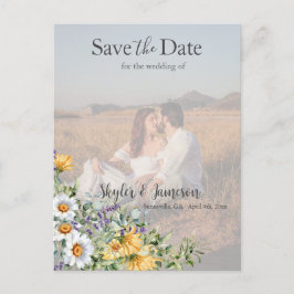 Farbige Wildblume Save the Date Foto Postkarte