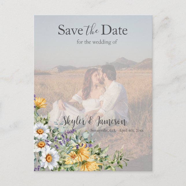 Farbige Wildblume Save the Date Foto Postkarte (Vorderseite)