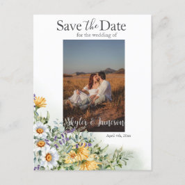 Farbige Wildblume Save the Date Foto Postkarte