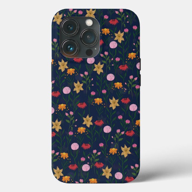 Farbige Wildblume Watercolor Blaues Design Case-Mate iPhone Hülle (Rückseite)