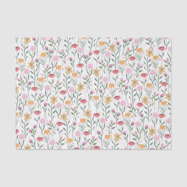 Farbige Wildblume Watercolor-Design Seidenpapier (Vorderseite)