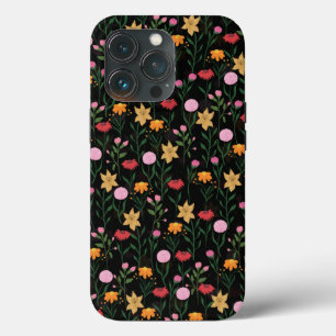 Farbige Wildblume Watercolor Schwarzes Design Case-Mate iPhone Hülle