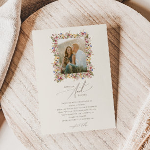 Farbige Wildblume Wiesen-Foto-Hochzeit Einladung