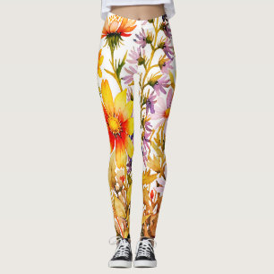 farbige Wildblumen Aquarellmalerei Leggings