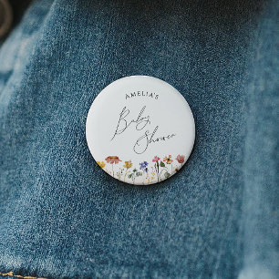 Farbige Wildblumen-Baby-Shower Button