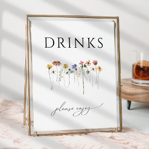 Farbige Wildblumen-Baby-Shower-Drinks-Schild Poster