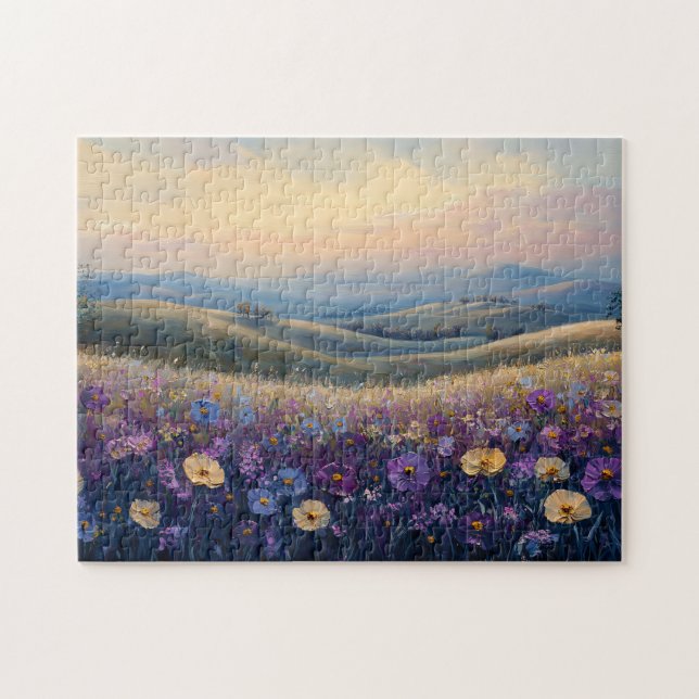 Farbige Wildblumen bei Sonnenuntergang (Horizontal)
