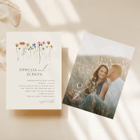 Farbige Wildblumen-Beige-Monogramm-Foto-Hochzeit