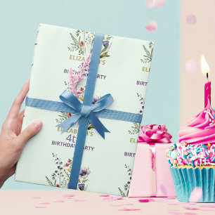 Farbige Wildblumen-Blumen-Aquarell-Geburtstag Geschenkpapier
