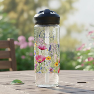 Farbige Wildblumen-Blumen-Personalisierter Name Trinkflasche