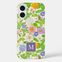 Farbige Wildblumen Blumenmuster Monogramm