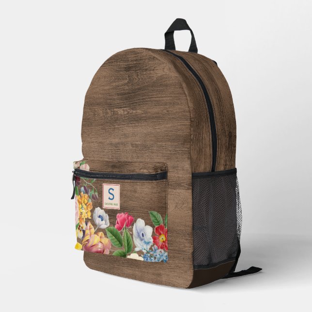 Farbige Wildblumen Blumenstrauß Art Muster Bedruckter Rucksack (Rückseitige Ecke Rechts)
