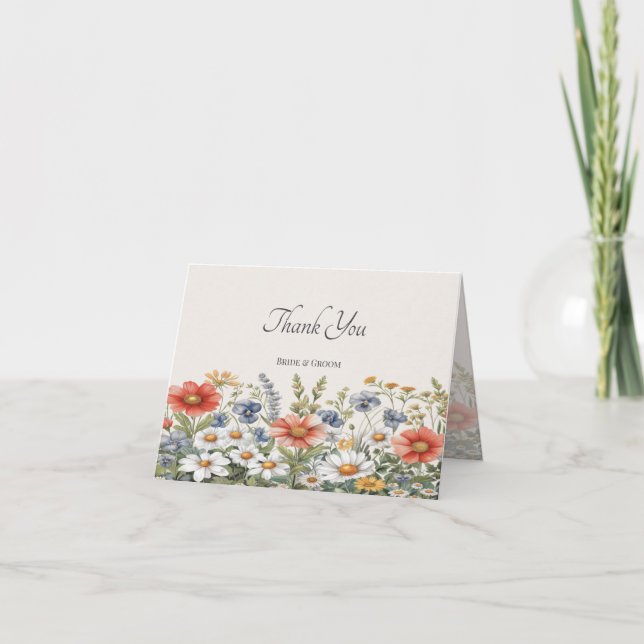 Farbige Wildblumen Danke Karte (Vorderseite)