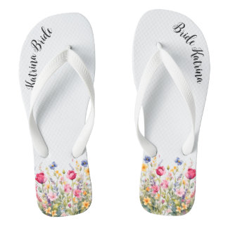 Farbige Wildblumen Erwachsene Flip Flops, breite S Flops