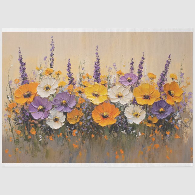 Farbige Wildblumen Fett Feine Kunst Entdeckungsrei Seidenpapier (Vorderseite)