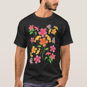 Farbige Wildblumen-Garten-Blüten Botanik T-Shirt