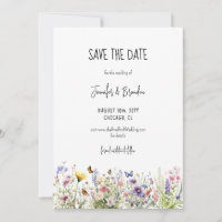 Farbige Wildblumen Garten Save the Date Foto