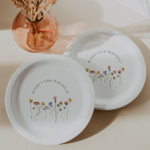 Farbige Wildblumen-Geburtstagsfeier Pappteller