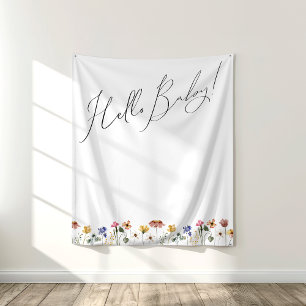 Farbige Wildblumen-Hallo-Baby-Kulisse Wandteppich