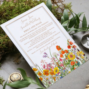 Farbige Wildblumen-Hochzeit im kleinen Rahmen Einladung