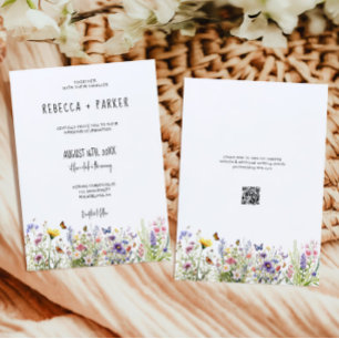 Farbige Wildblumen Hochzeit qr Code UAWG auf der R Einladung