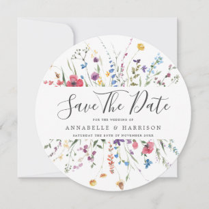 Farbige Wildblumen Hochzeit Save The Date