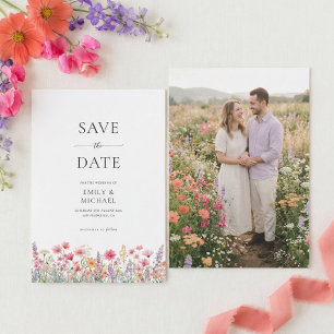 Farbige Wildblumen-Hochzeit-Save-the-Date-Karte Save The Date