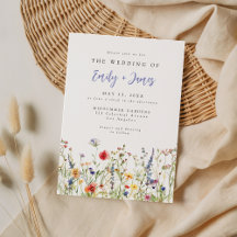 Farbige Wildblumen-Hochzeitseinladung