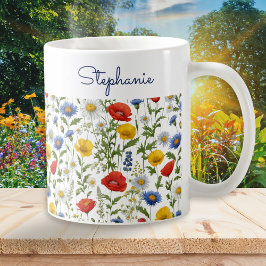 Farbige Wildblumen Hübsche Personalisierte Blüten Kaffeetasse