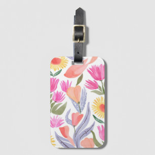 Farbige Wildblumen im Wasserfarb-Stil Handgemalt Gepäckanhänger