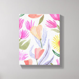 Farbige Wildblumen im Wasserfarb-Stil   Handgemalt Leinwanddruck