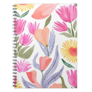 Farbige Wildblumen im Wasserfarb-Stil   Handgemalt Notizblock
