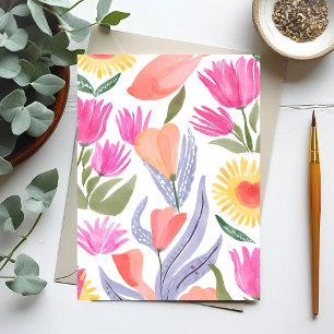 Farbige Wildblumen im Wasserfarb-Stil   Handgemalt Postkarte