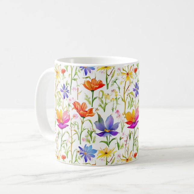 Farbige Wildblumen in einem Feld Kaffeetasse (Vorderseite Links)
