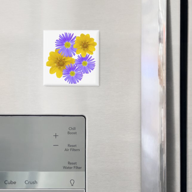 Farbige Wildblumen Lila Gelbe Fotos Magnet (In Situ (Kühlschrank))