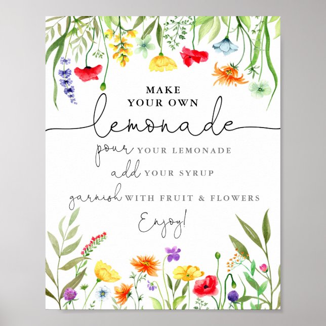 Farbige Wildblumen Machen Sie Ihr eigenes Zitronen Poster (Vorne)