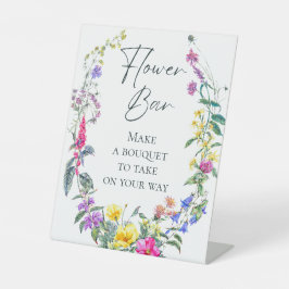 Farbige Wildblumen Party machen Bouquet Blume Bar Sockelschild