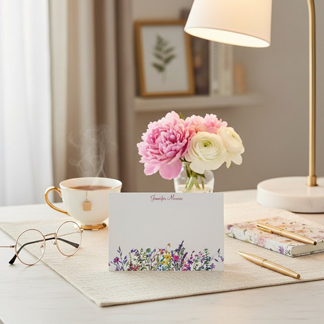 Farbige Wildblumen personalisiert Mitteilungskarte (Von Creator hochgeladen)