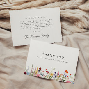 Farbige Wildblumen-Rand-Babyparty Dankeskarte